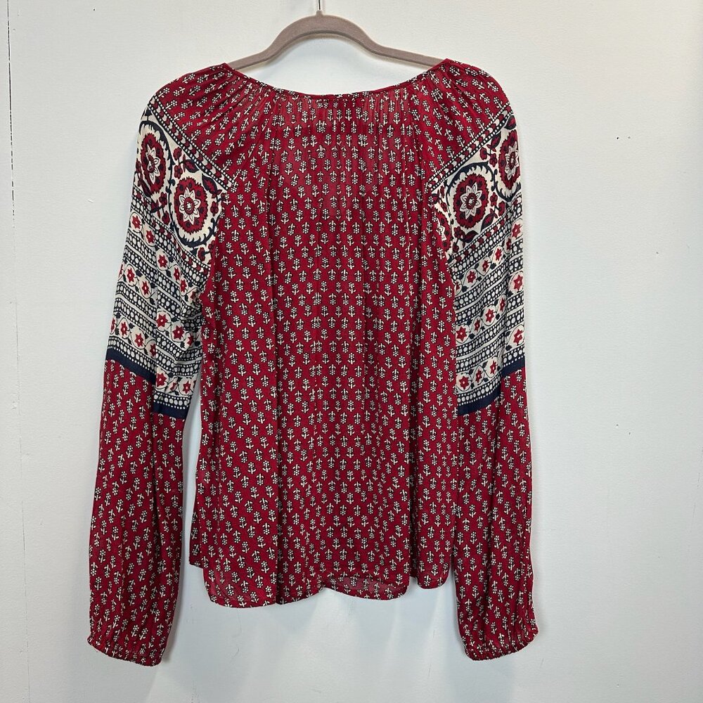 Lucky Brand Red Floral Petaluma Peasant Blouse - Picture 6 of 14
